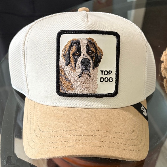 Top Dog Embroidered Beige and White Hat